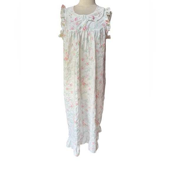 1980s‎ Pebble Brook, Made in USA, Floral Cottagecore Poly/Cotton Nightgown - Picture 1 of 6